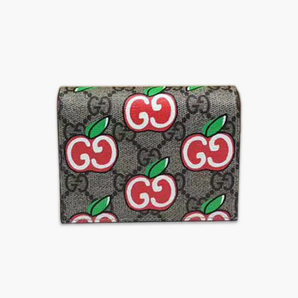 【原版皮】古驰/Gucci 苹果钱夹,为庆祝情人节推出的特别系列单品,融入了卡通风格的苹果图案,与品牌的双G字母交织图案巧妙搭配,尽显趣致设计,款号:624641