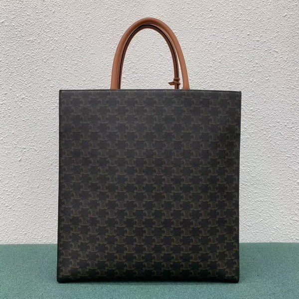 【原版皮】赛琳/Celine 老花系托特包,TRIOMPHE帆布混搭羊皮,整个包以凯旋门标志为主,包边以棕色为主围绕开口,焦糖棕色搭配老花添加了复古元素,款号:190172