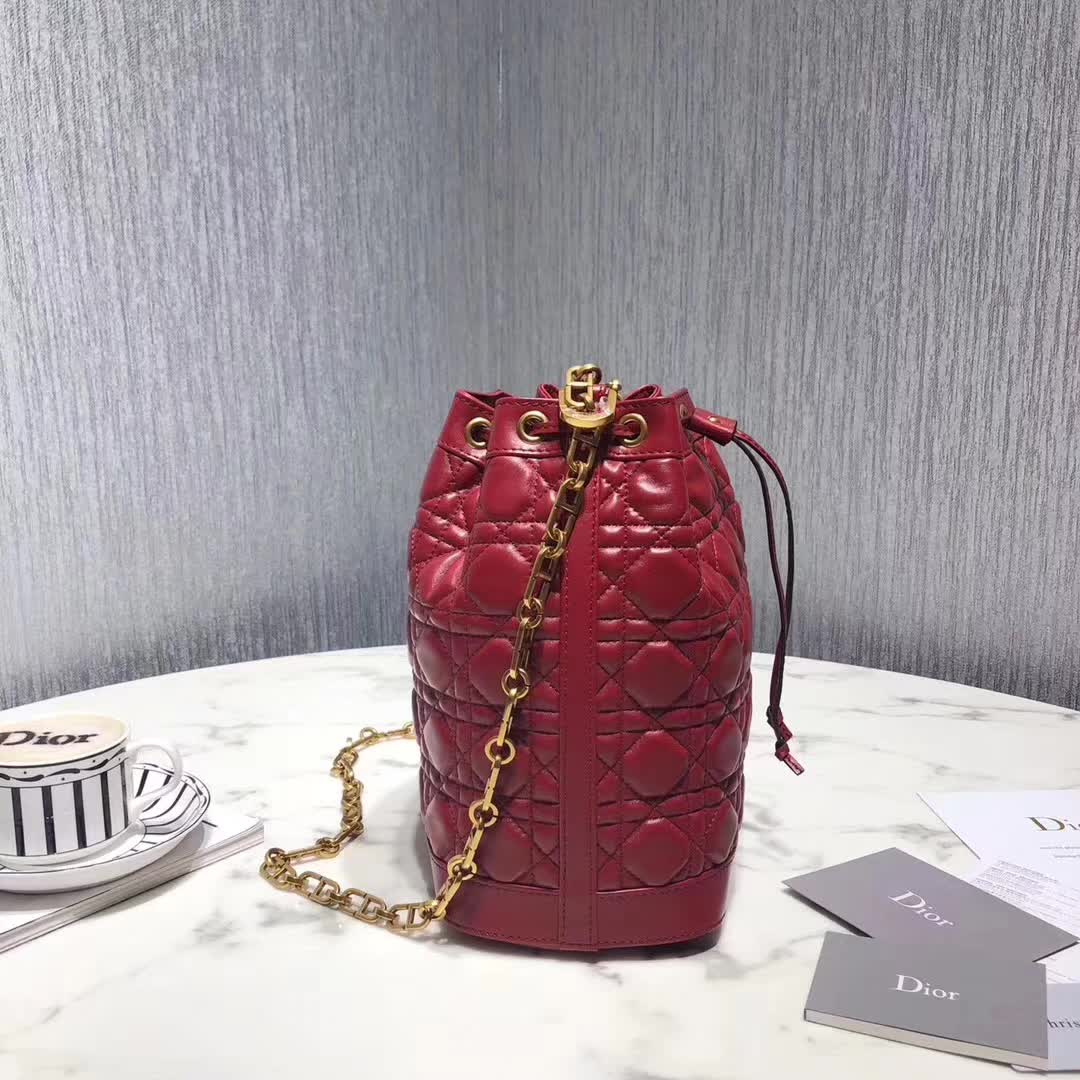 【原版皮】迪奥/Dior 水桶包,选用柔软羊皮裁制而成,全新包型,火遍时尚圈的复古潮流感,款号:M1693