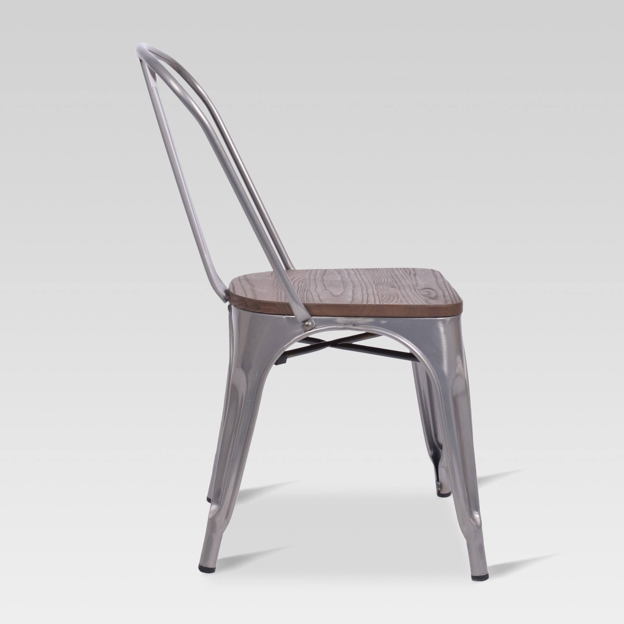 Threshold Carlisle High Back Metal Dining Chair with Wood Seat - Natural Metal (Set of 2)