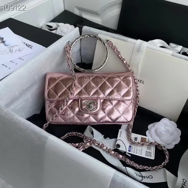 【原版皮】香奈儿/Chanel 手环包,银色金属质感圆环CF链条包,很限独特的颜色哇,不同光下折射出来不同的颜色,款号:AS1665