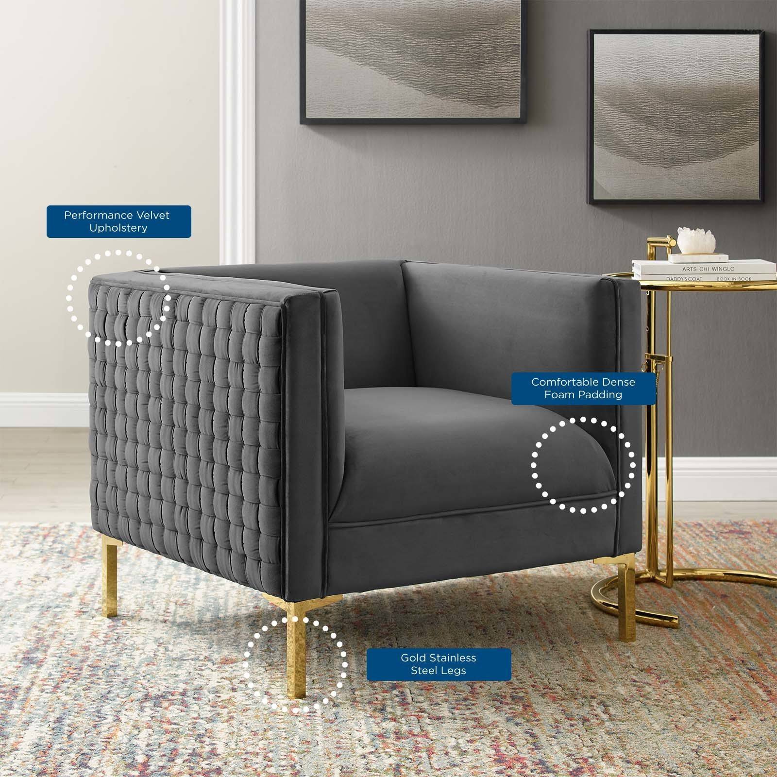 Modway Resonate Performance Velvet Armchair - Charcoal