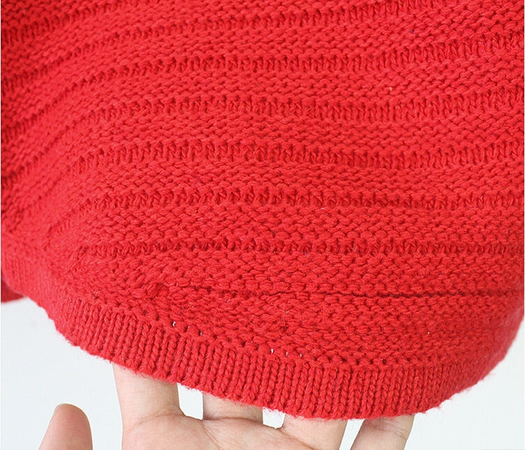 Loose Knitwear Full Sleeve High Collar Rainbow Pullover