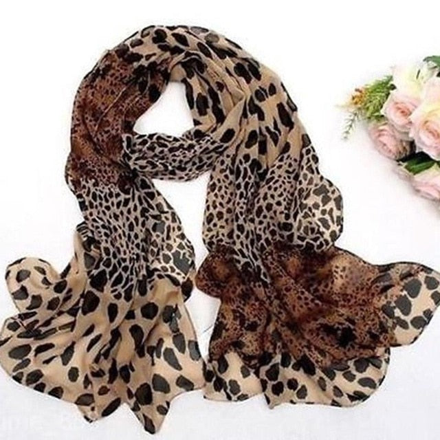 Leopard Brown Autumn And Winter Female Wild Trade Chiffon Scarf
