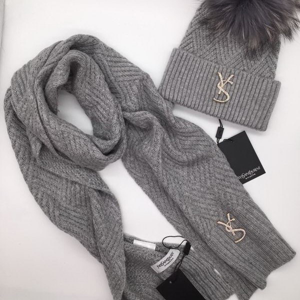 官网同步20秋季最新款-YSL二件套系列 围巾,帽子经典系列,精致美感,精选毛线,手感超柔软,冬季必备款