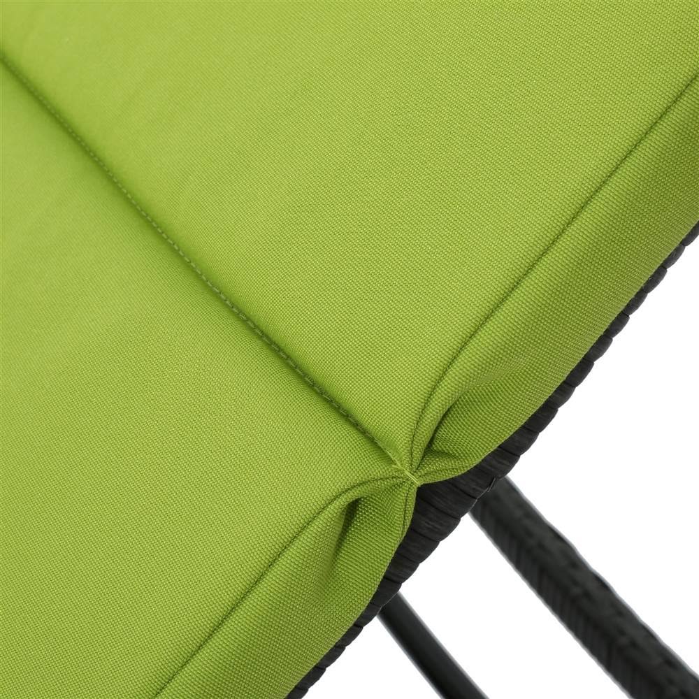 Outdoor Adjustable Chaise Lounge with Green Cushion