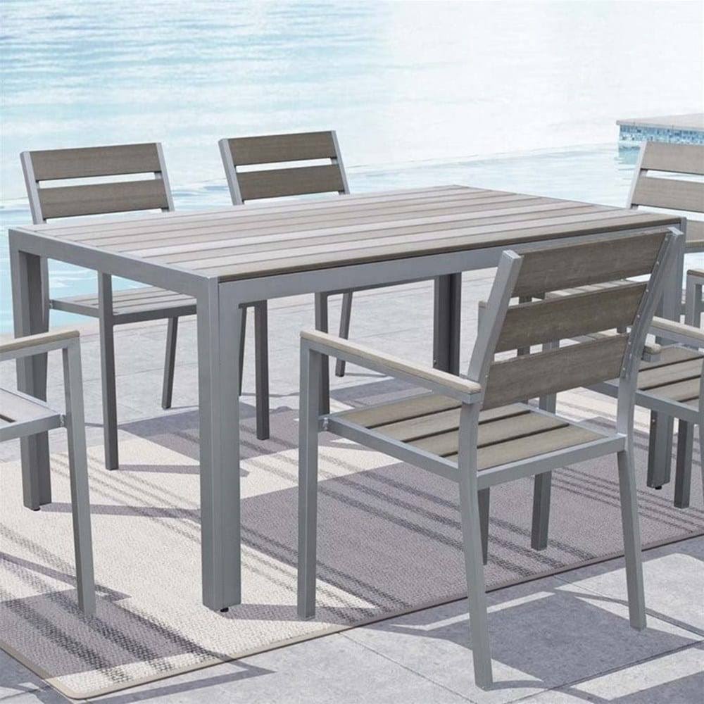 Atlin Designs Patio Dining Table in Sun Bleached Gray - AD-1381765