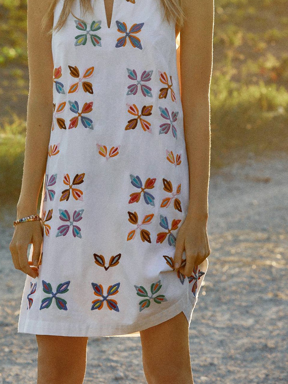 Casual Western V-neck vintage sleeveless dress