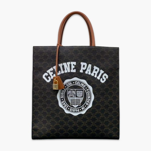 【原版皮】赛琳/Celine 老花系托特包,TRIOMPHE帆布混搭羊皮,整个包以凯旋门标志为主,包边以棕色为主围绕开口,焦糖棕色搭配老花添加了复古元素,款号:190172