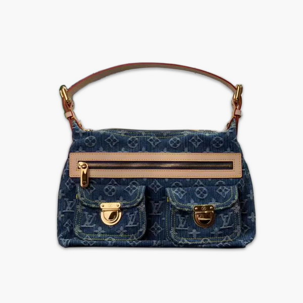 【原版皮】路易威登/LV 中古系列牛仔布手提包,选用丹宁材质铺陈Monogram图案,彰显手袋的同时囊括功能性细节,精巧点缀金色金属件,款号:M95050