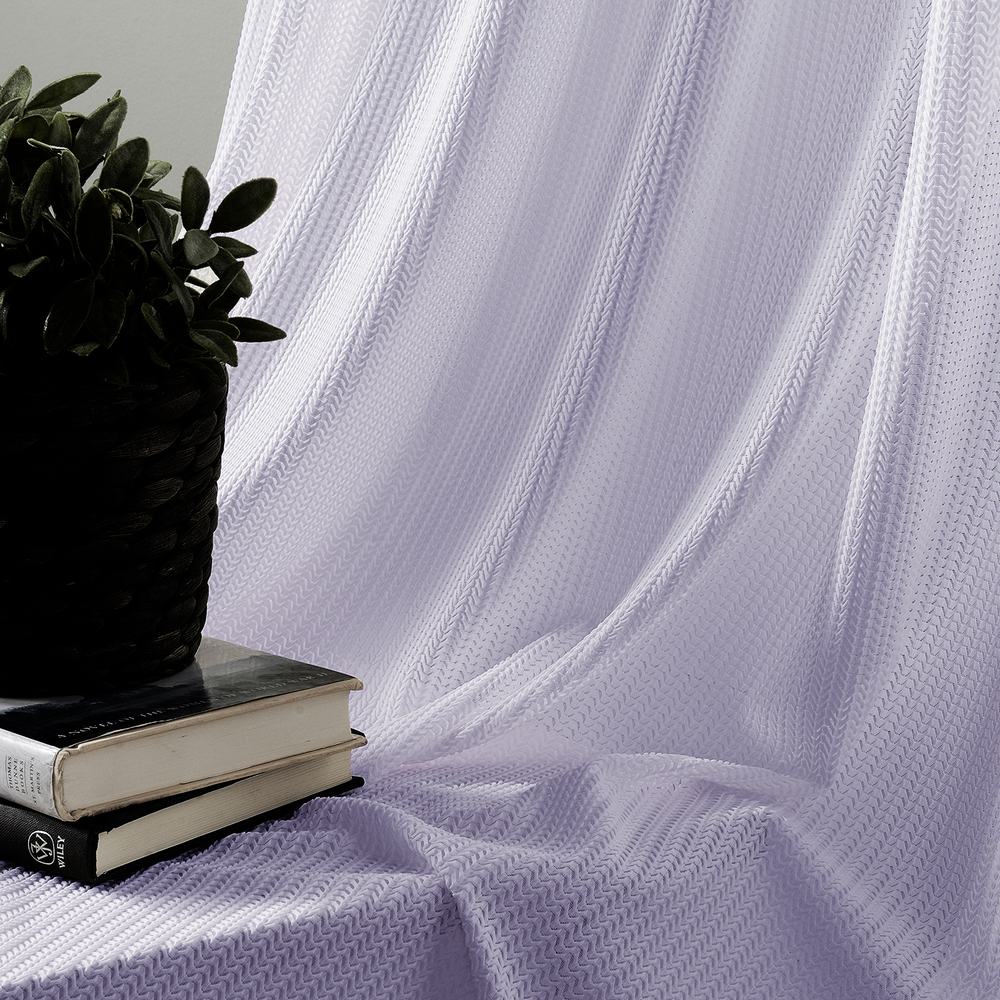 Hollow Mesh Herringbone Polyester Pinch Pleated Soft Sheer Curtain Drapery GENNY