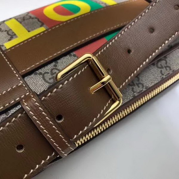 【原版皮】古驰/Gucci 印花腰包,经典GG Supreme高级人造帆布匠心制成,点缀Fake和Not词语印花,在品牌标志性元素中注入诙谐意味,款号:602695