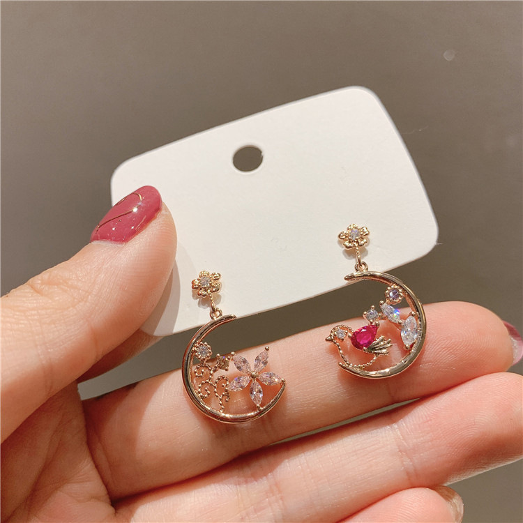 韩国S925银针小清新耳环百搭气质心形珍珠耳饰个性防过敏耳钉批发