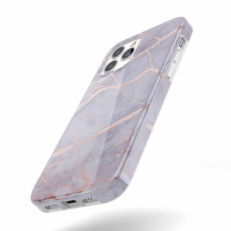 Lavender Gray & Rose Gold Marble Case