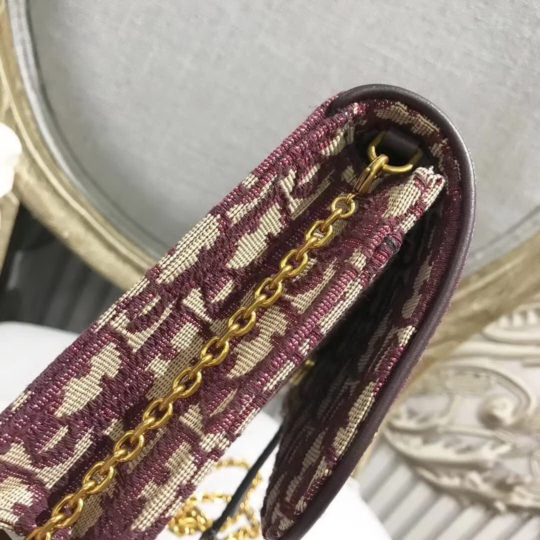 【原版皮】迪奥/Dior 链条包,选用Oblique提花帆布搭配同色系牛皮皮革裁制而成,缀以D字徽标设计,拆了链条又能当手包,另配:手挽带一条