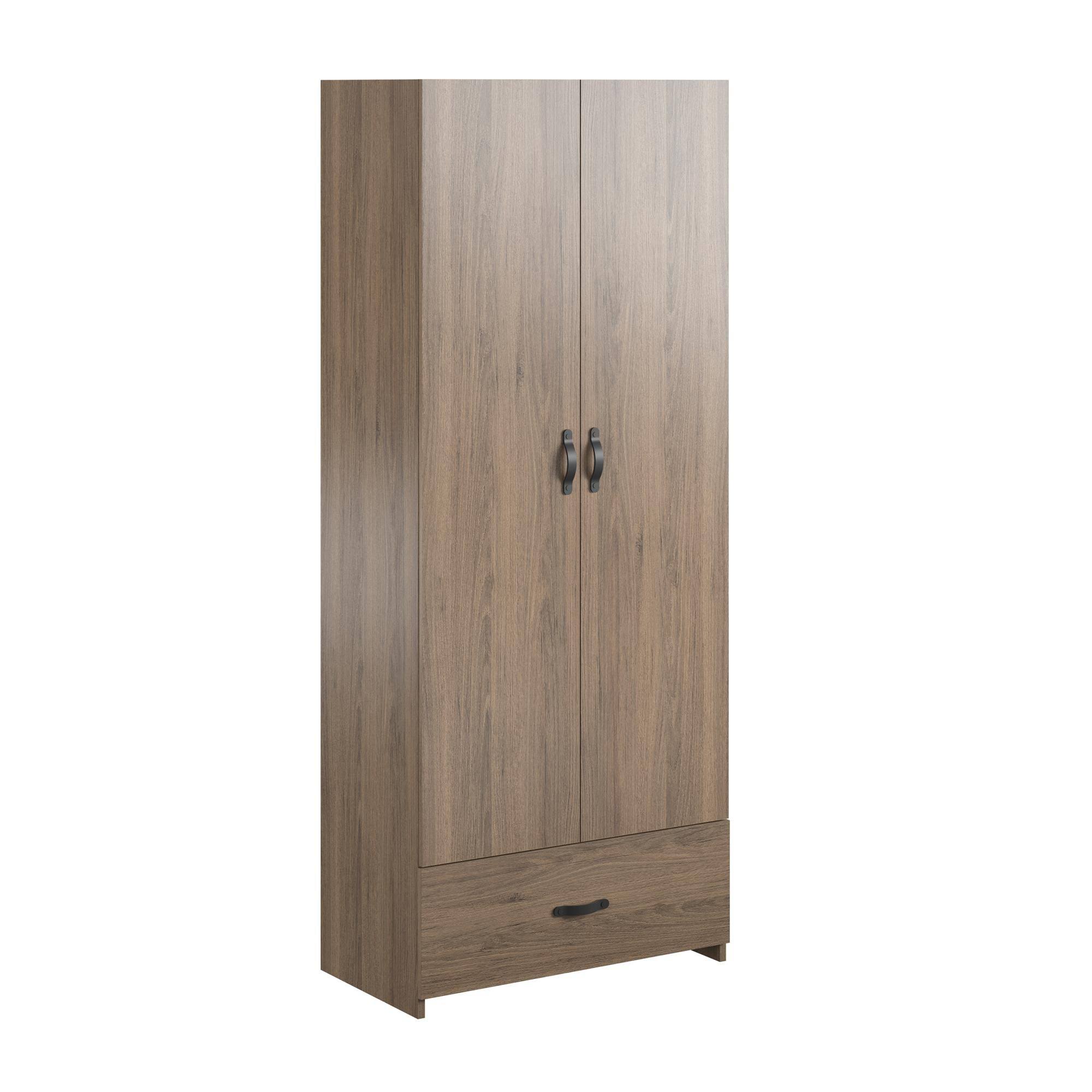 RealRooms Hax 2 Door Storage Cabinet with Drawer, Kitchen and Pantry Organizer, Rustic Oak