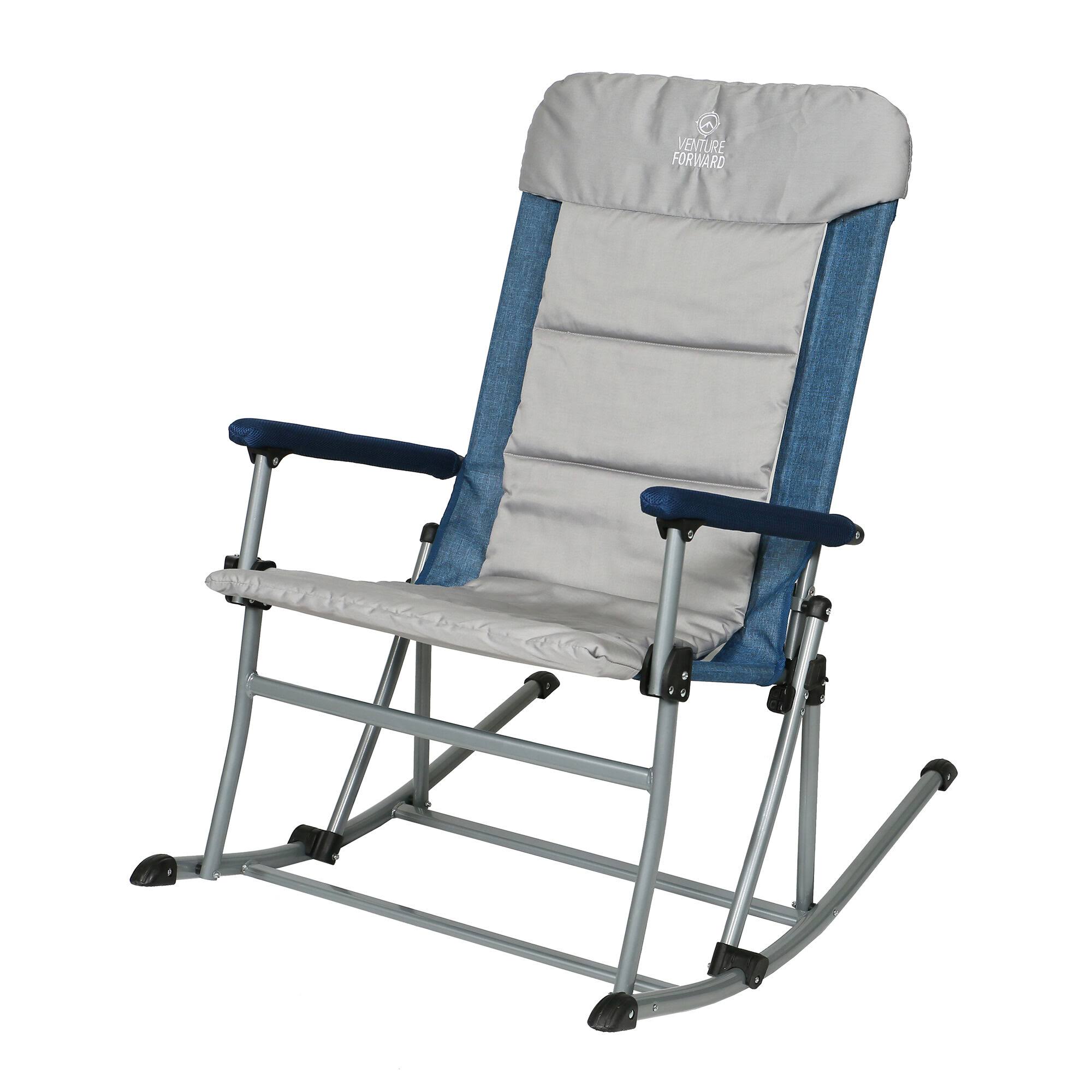 Venture Forward Rocking Chair with Removable Pad, Blue/ Grey in Blue/Gray
