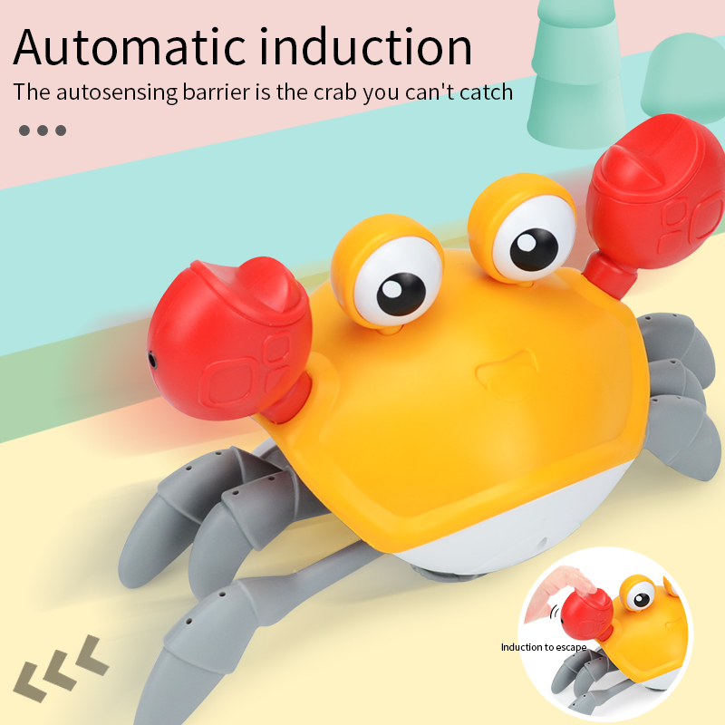 Sensing Crawling Crab, Tummy Time Baby Toys, Interactive Walking Dancing Toy with Music Sounds & Lights, Infant Fun Birthday Gif