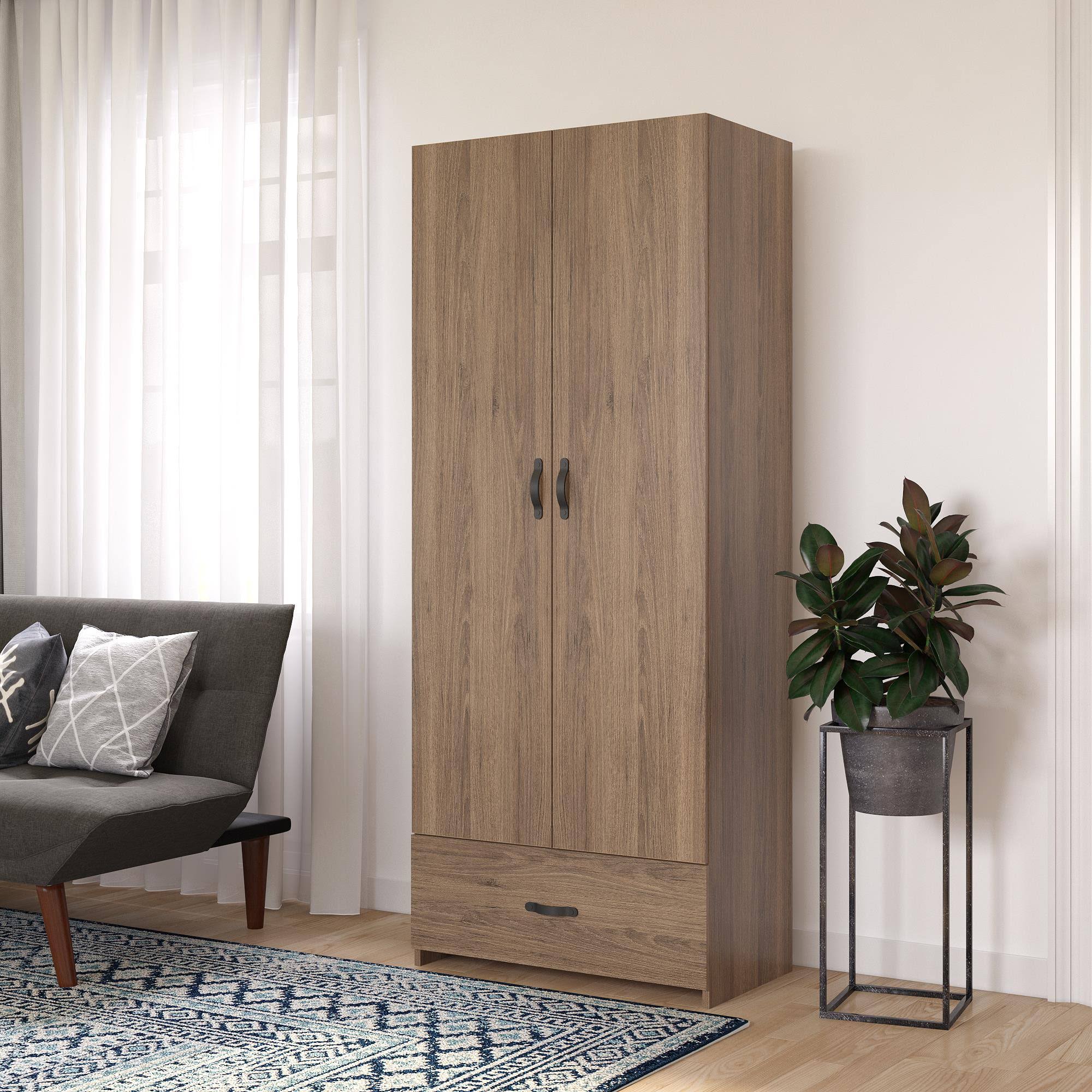 RealRooms Hax 2 Door Storage Cabinet with Drawer, Kitchen and Pantry Organizer, Rustic Oak