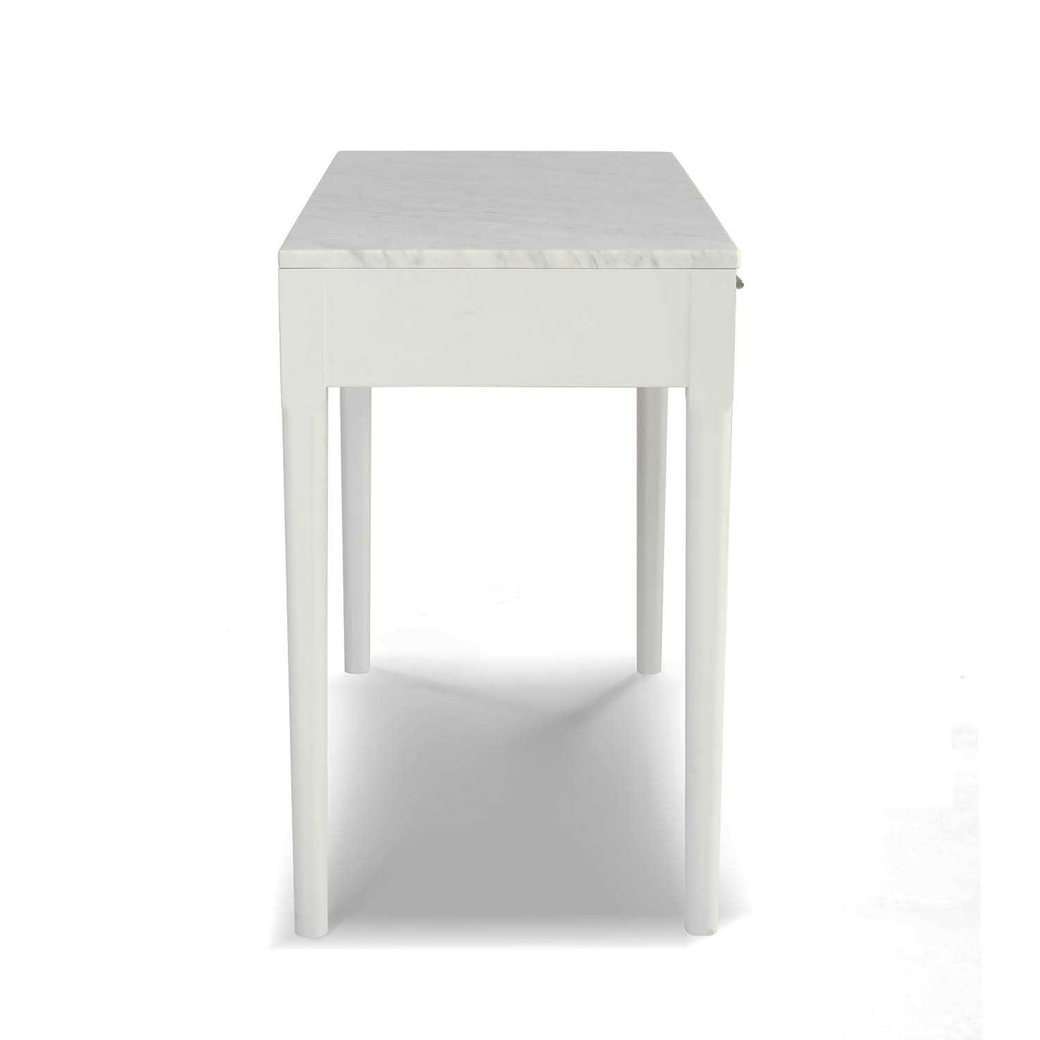 Meno 36x22 Rectangular Italian Carrara White Marble Console Table with Legs - Oak
