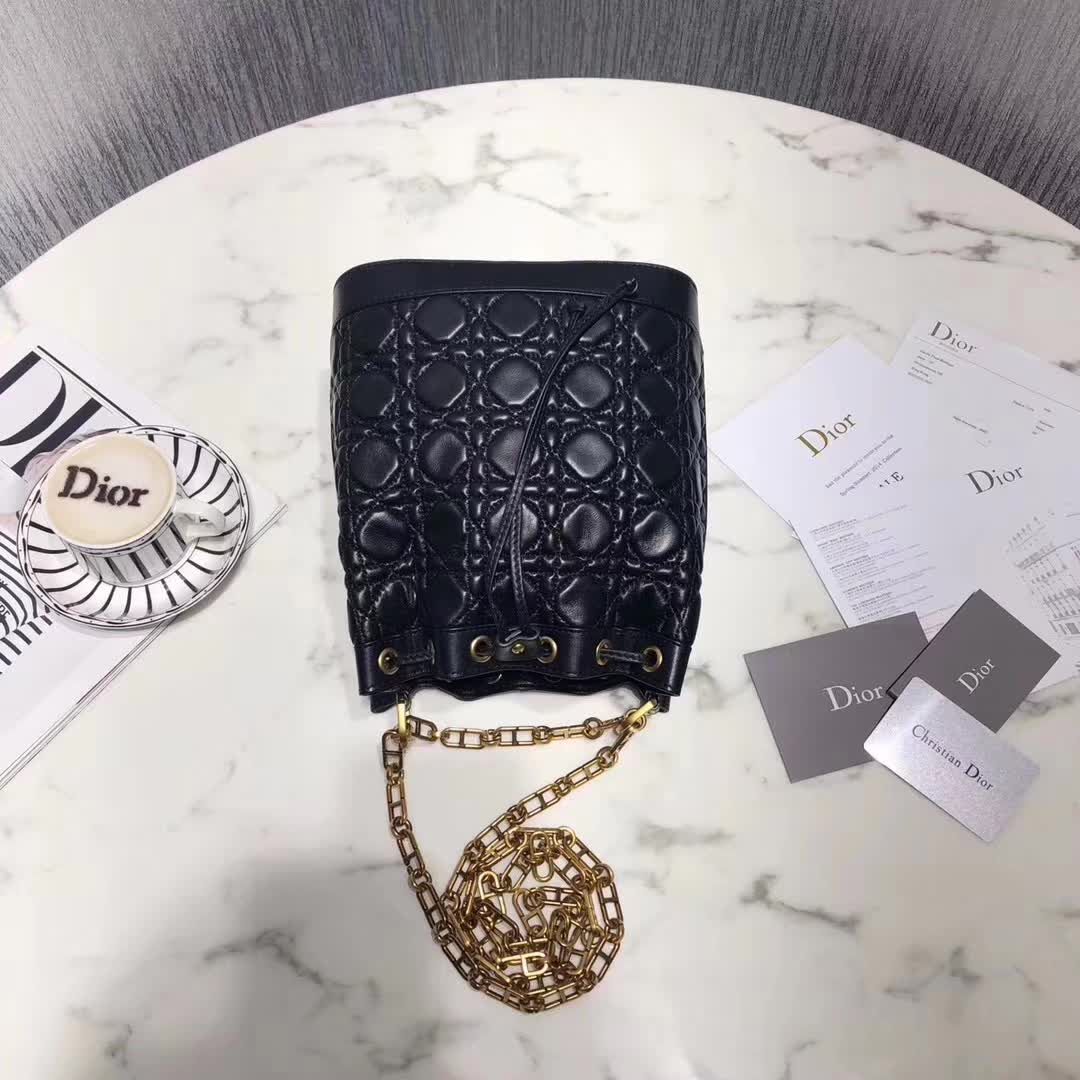 【原版皮】迪奥/Dior 水桶包,选用柔软羊皮裁制而成,全新包型,火遍时尚圈的复古潮流感,款号:M1693