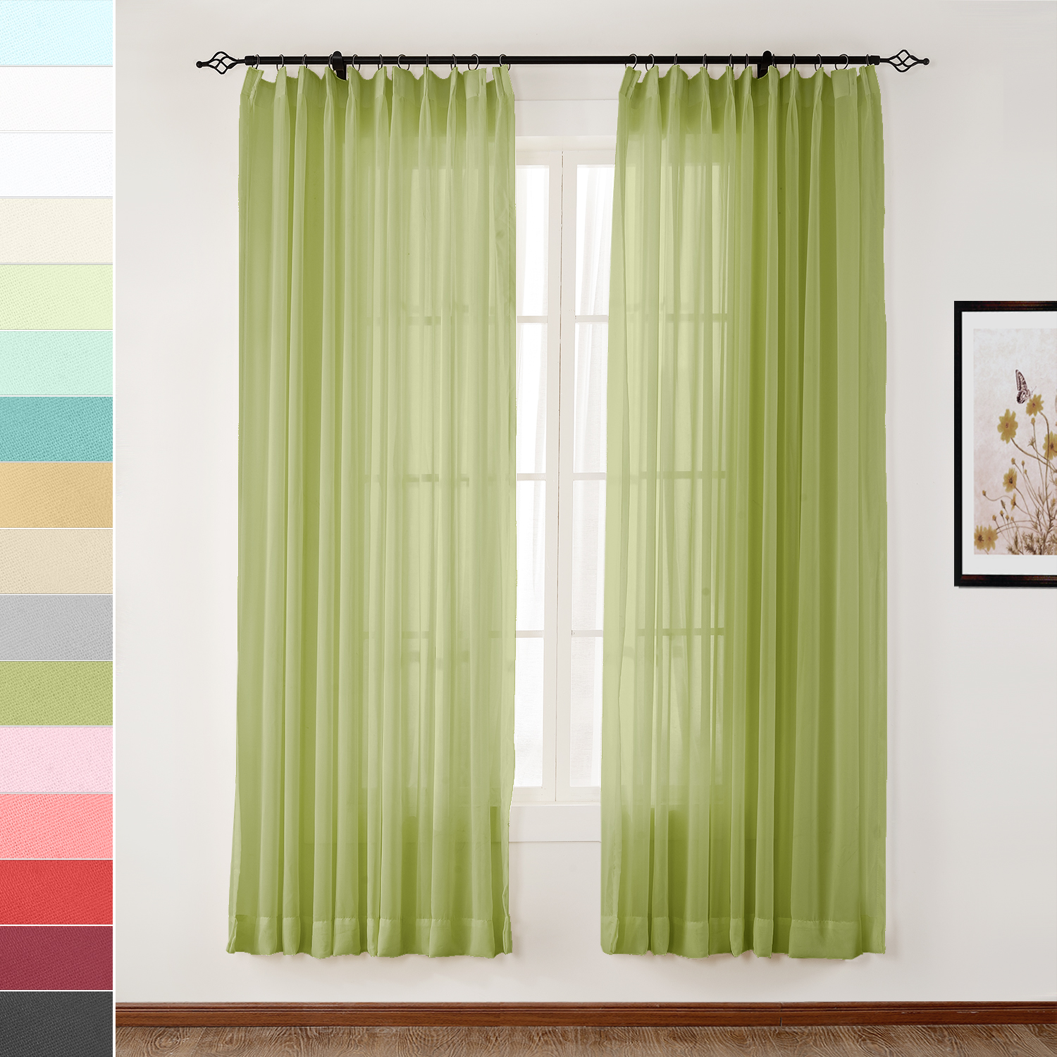 Indoor Outdoor Sheer Curtain Pinch Pleat Wide Opulent Voile Drape SCANDINA