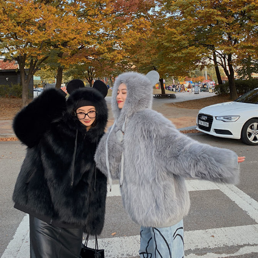 Bear Ears Faux Fur Hooded Coat SS0595