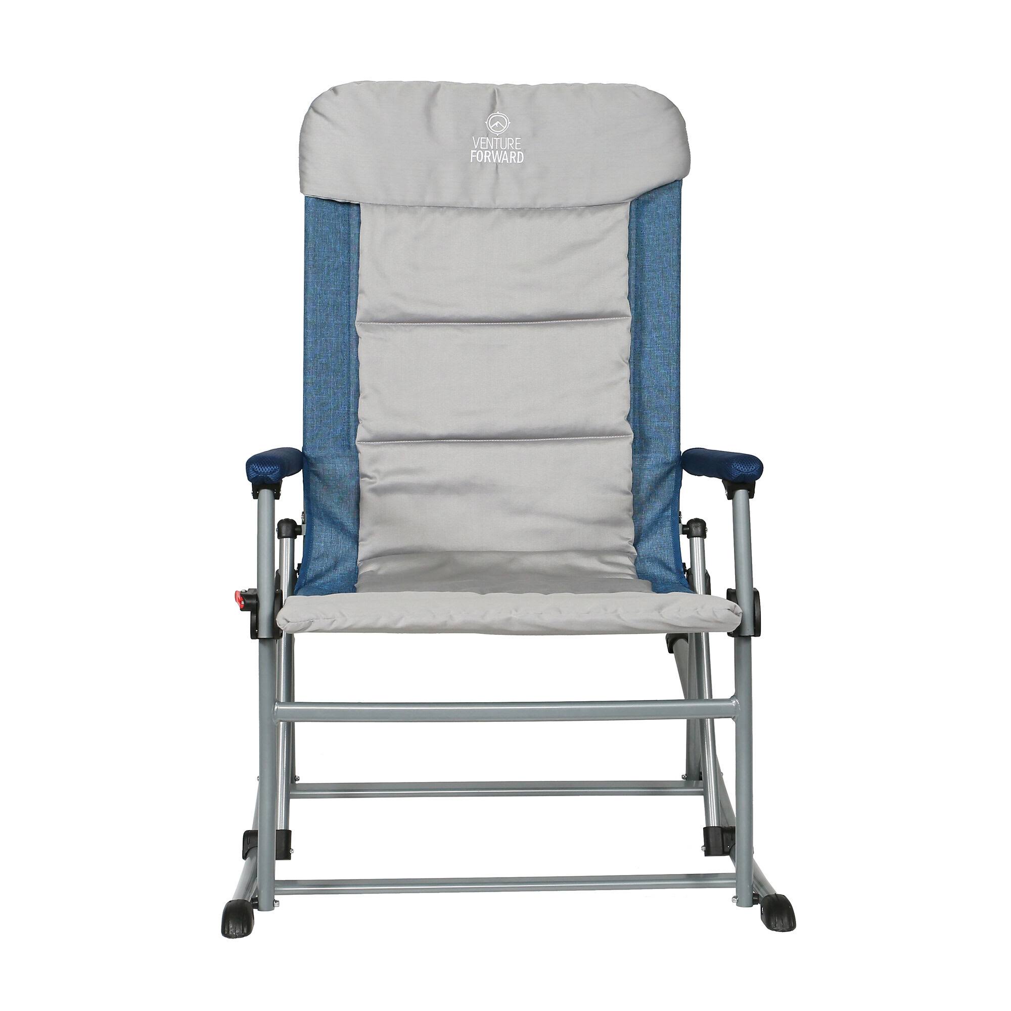 Venture Forward Rocking Chair with Removable Pad, Blue/ Grey in Blue/Gray