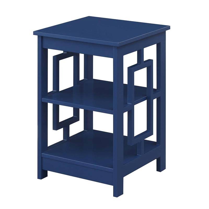 Pemberly Row End Table with Shelves in Cobalt Blue Wood