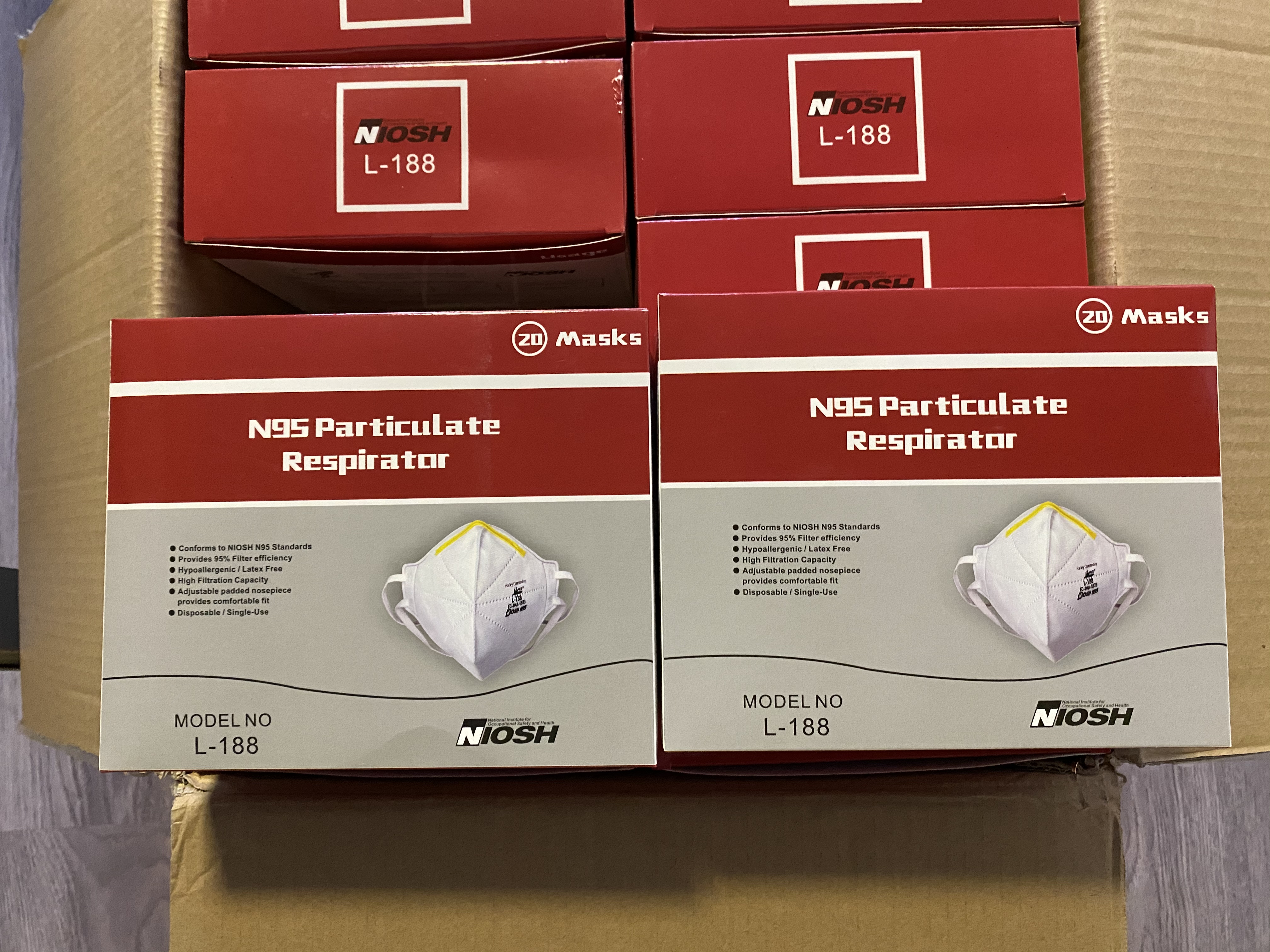 NIOSH N95 Face Mask Particulate Respirator White, Set of 20 PCS In Box