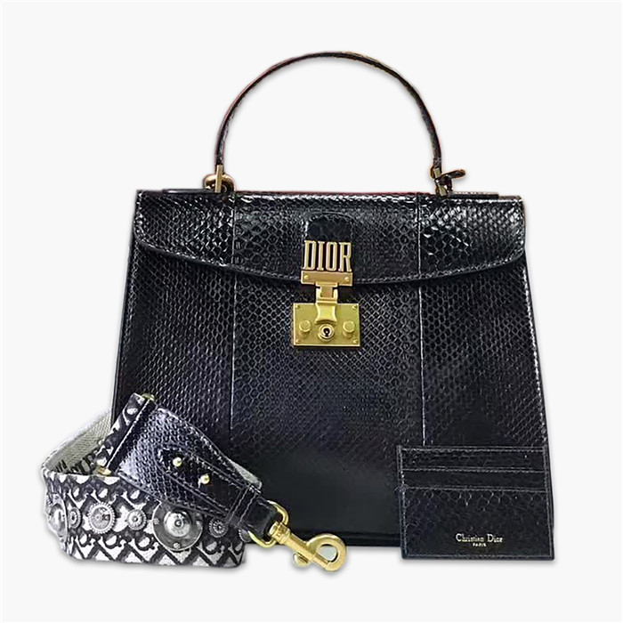 【原版皮】迪奥/Dior 手提包,选用蛇皮纹小牛皮裁制而成,饰以品牌标识字母锁扣,低调奢华,简约时尚