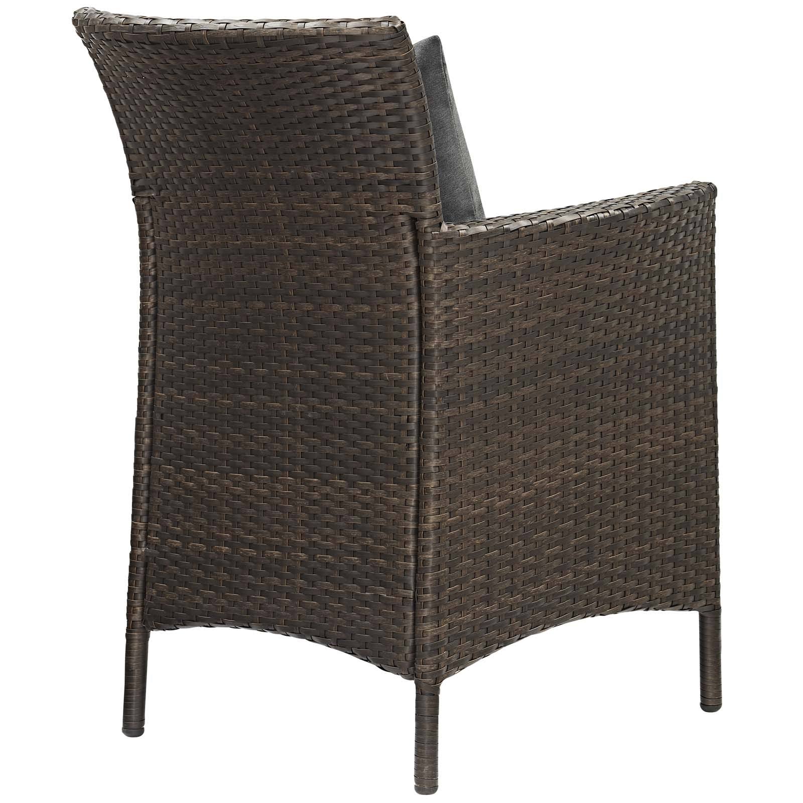 Modway Conduit Outdoor Patio Wicker Rattan Dining Armchair Brown White