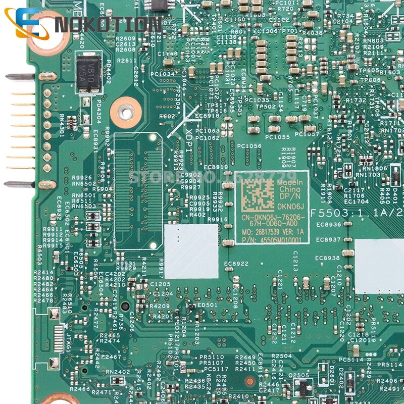 NOKOTION For DELL inspiron 13 7353 7359 7568 laptop motherboard CN-0KN06J 0KN06J KN06J 14275-1 TFFRC SR2EU I3-6100U CPU