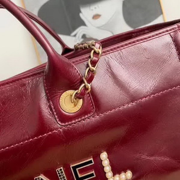 【原版皮】香奈儿/Chanel 购物袋 ,采用进口油腊牛皮,配顶级精美古铜金五金,非常高档新颖独特,休闲又时尚、又会掀起一股热潮,五金 ogo镶珍珠,款号:AS8375