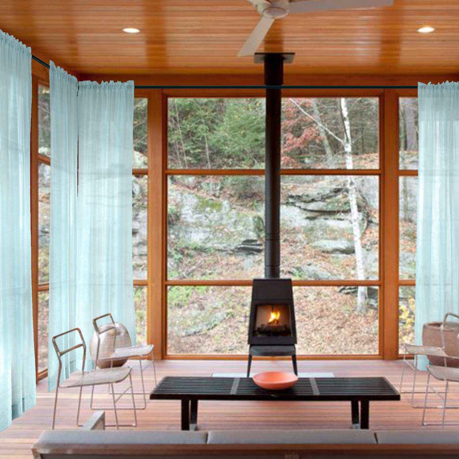 Indoor Outdoor Sheer Curtain Rod Pocket with 1 Inch Flange Wide Opulent Voile Drape SCANDINA