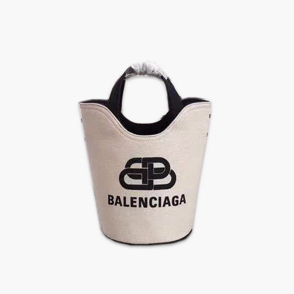 【原版皮】巴黎世家/Balenciaga, 帆布水桶手提包,黑白设计正面大小logo相衬,经典设计简约不轻易过时,帆布包轻盈易携带,容量却很赞,手提斜挎都是棒棒的