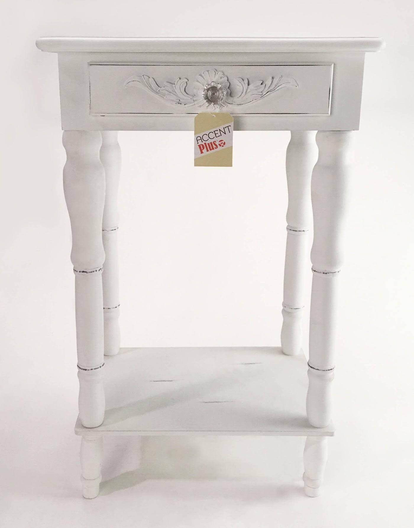 Carved White Side Table