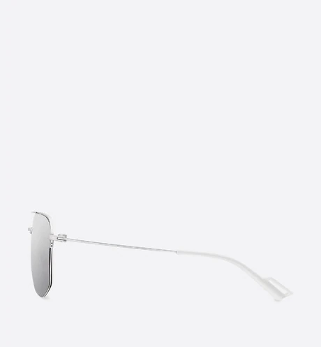 Dior180 Navigator Sunglasses in Silver-Finish Metal with Light Blue Lacquer