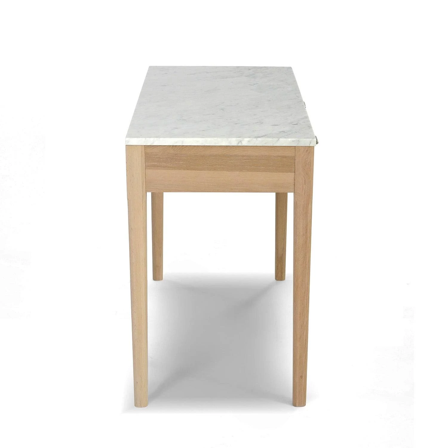 Meno 36x22 Rectangular Italian Carrara White Marble Console Table with Legs - Black
