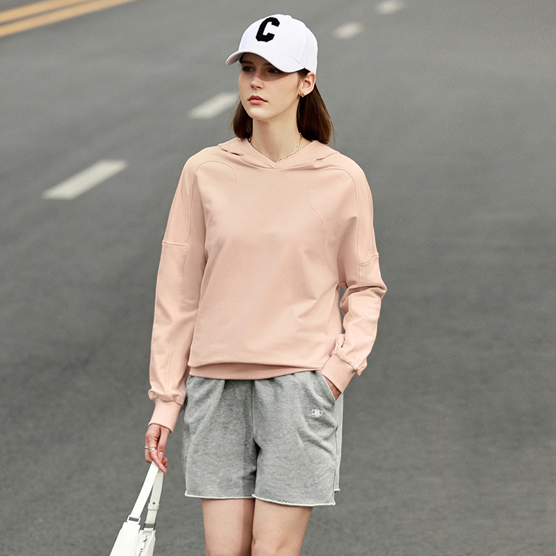 多了个划线价Amii Minimalism Sweatshirt Women Spring Hooded Clothes Solid Loose Hoodies 100% Cotton Casual Pullover Female Tops 12240199