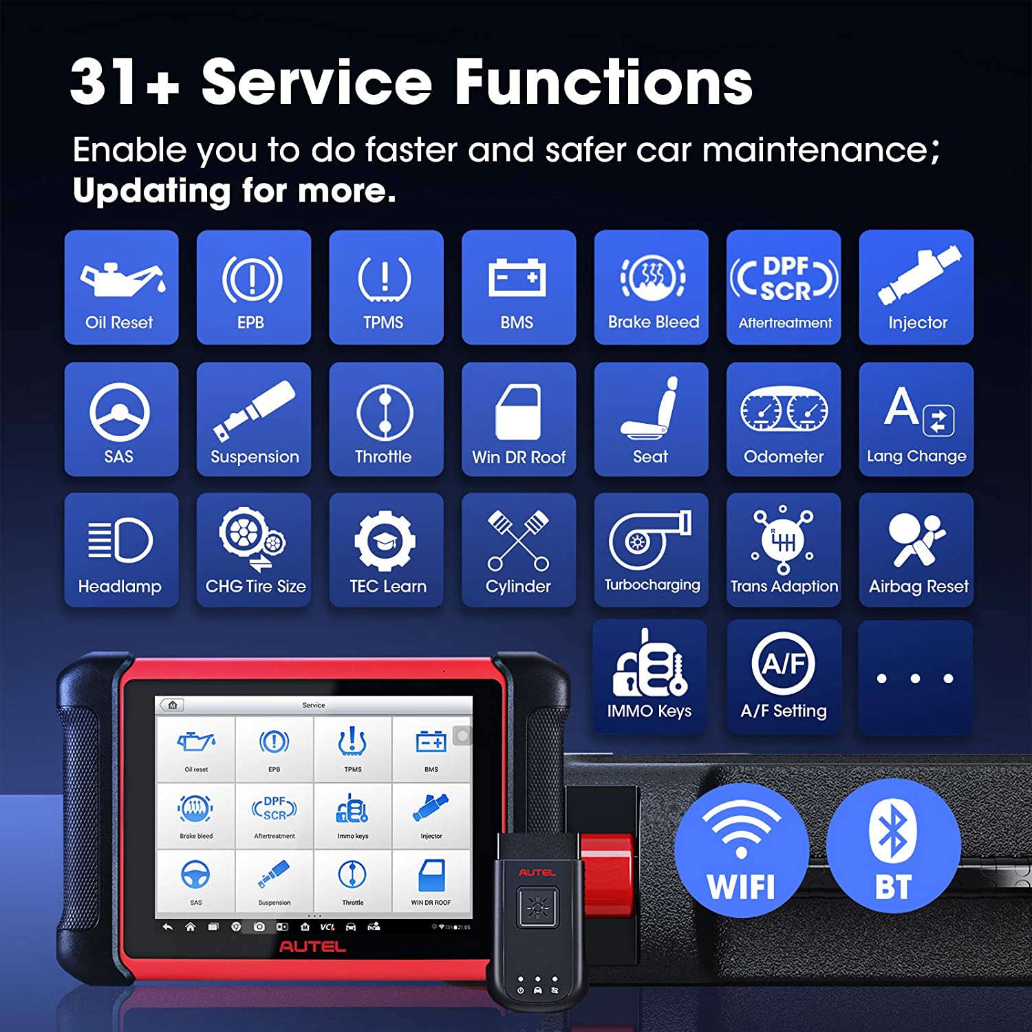 Autel Scanner MaxiCOM MK906BT with MV105, 2022 New Version of Maxisys MS906BT/MS908/MK908, OBD2 Auto Scan Tool with Advanced ECU Coding, Bi-Directional Control, 31+ Services, All System Diagnostics