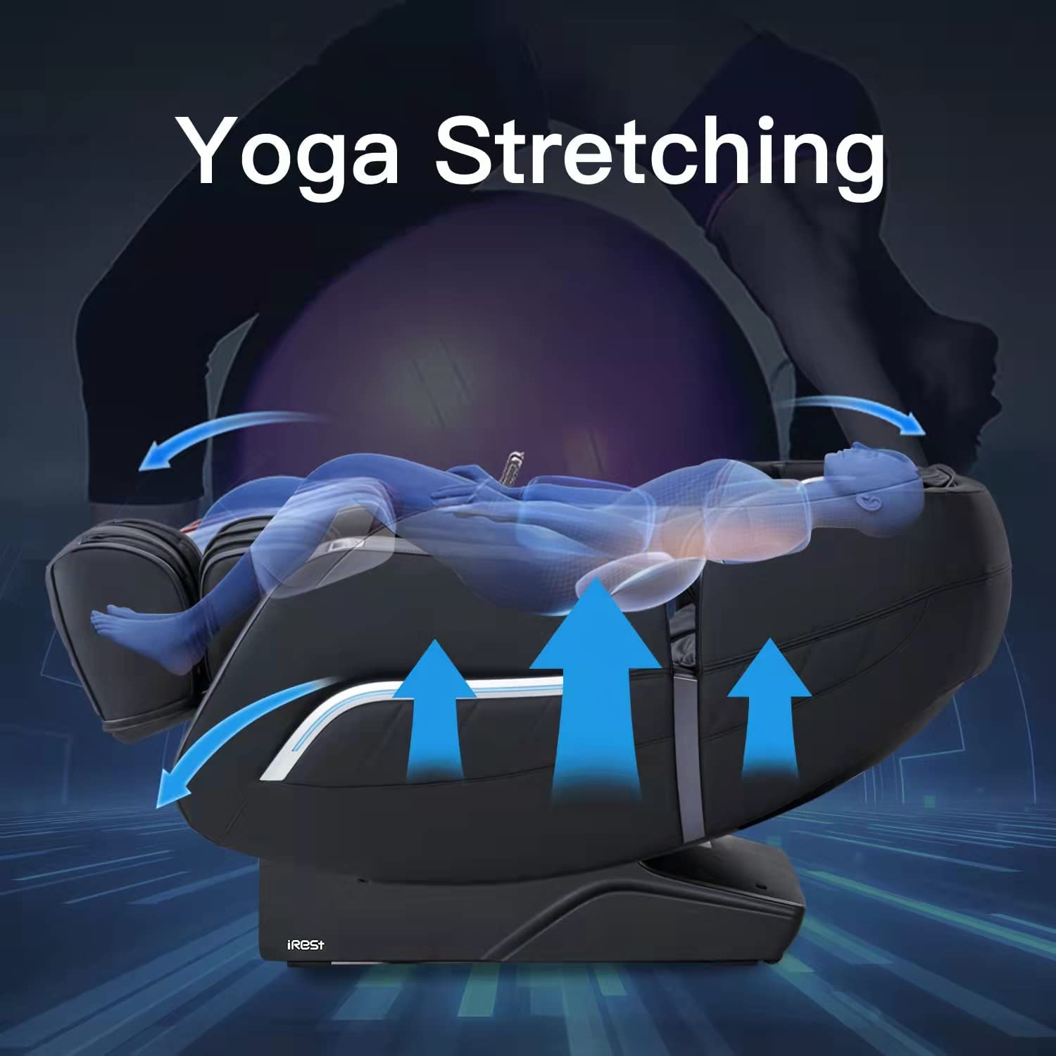 iRest 2022 Massage Chair, Full Body Zero Gravity Recliner with AI Voice Control, Handrail Shortcut Key, SL Track, Bluetooth, Yoga Stretching, Foot Rollers, Airbags, Heating (Black)