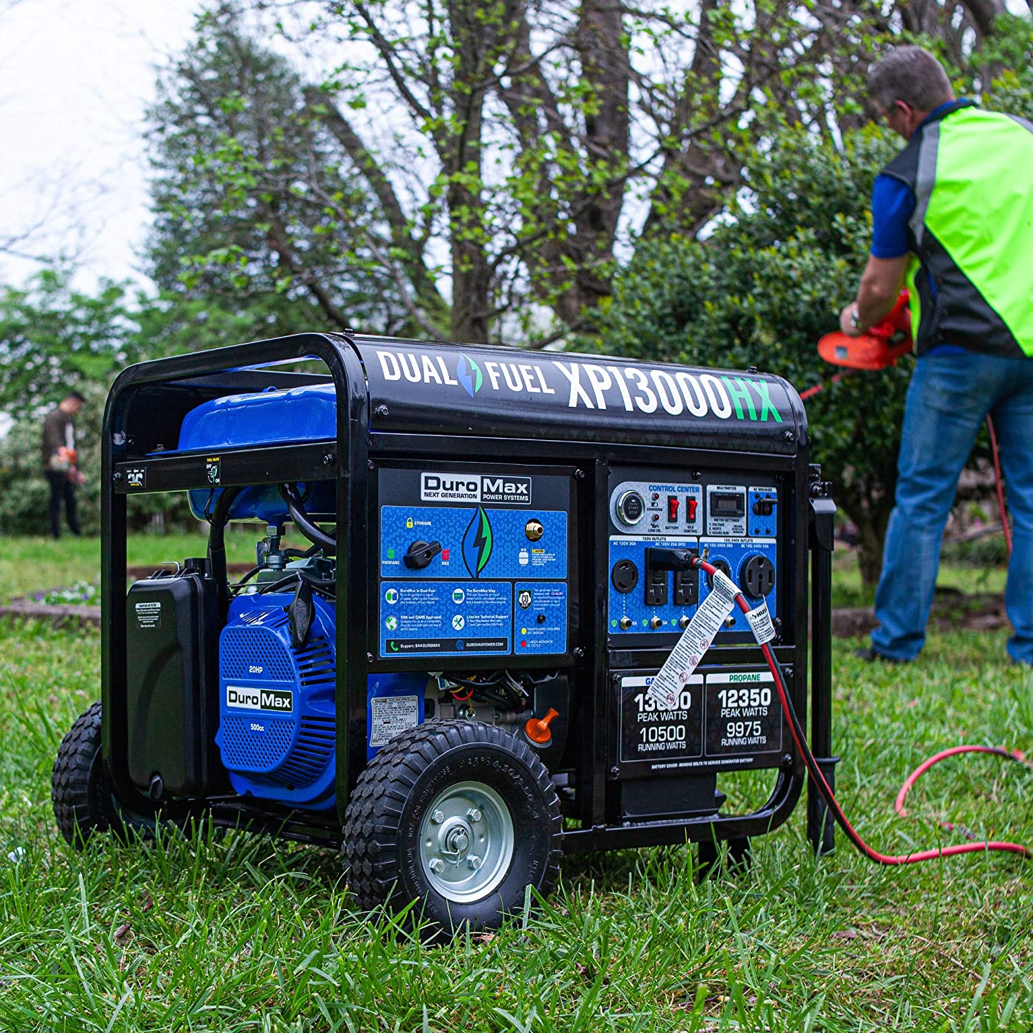 DuroMax XP13000HX Dual Fuel Portable Generator-13000 Watt Gas or Propane Powered Electric Start w/CO Alert, 50 State Approved, Blue