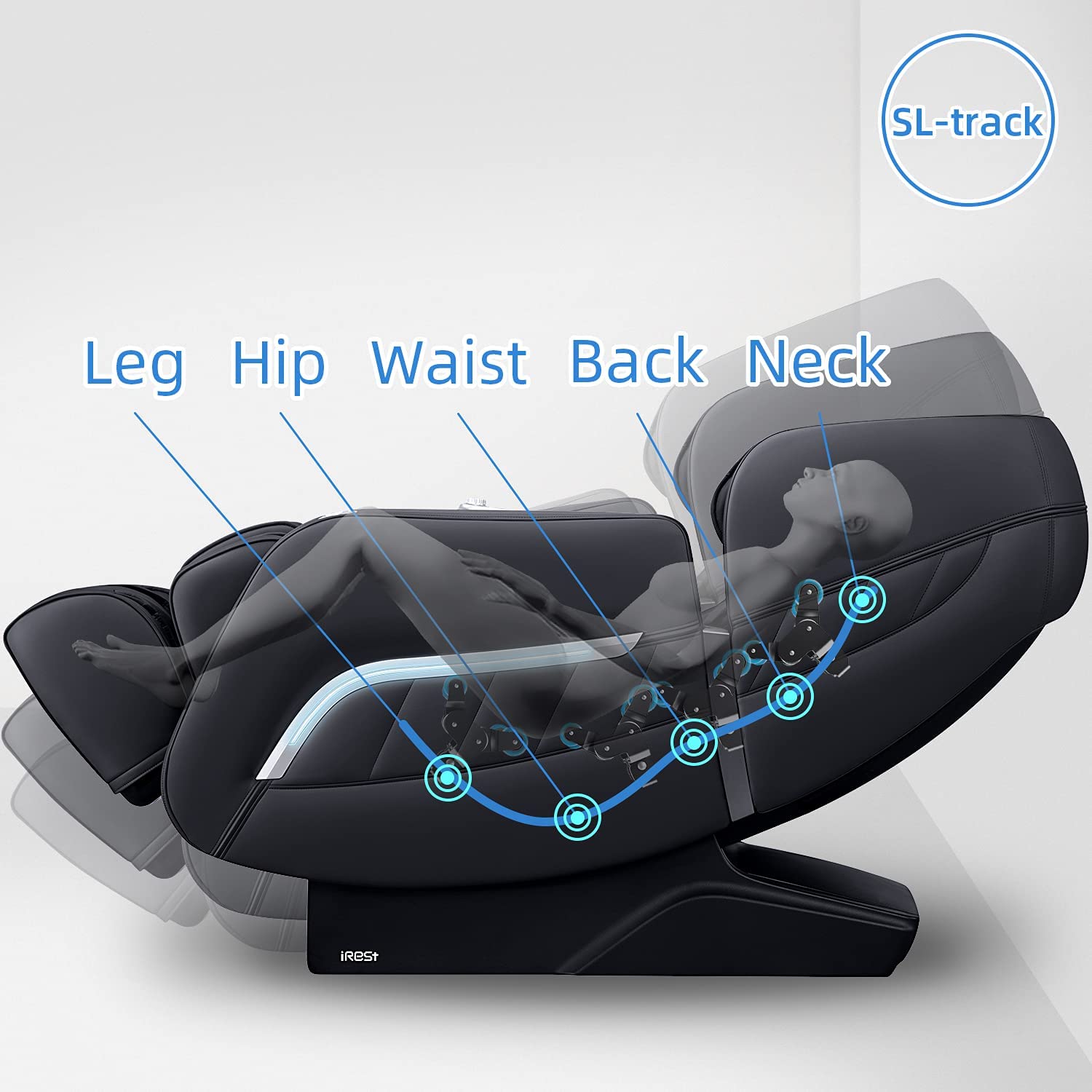 iRest 2022 Massage Chair, Full Body Zero Gravity Recliner with AI Voice Control, Handrail Shortcut Key, SL Track, Bluetooth, Yoga Stretching, Foot Rollers, Airbags, Heating (Black)
