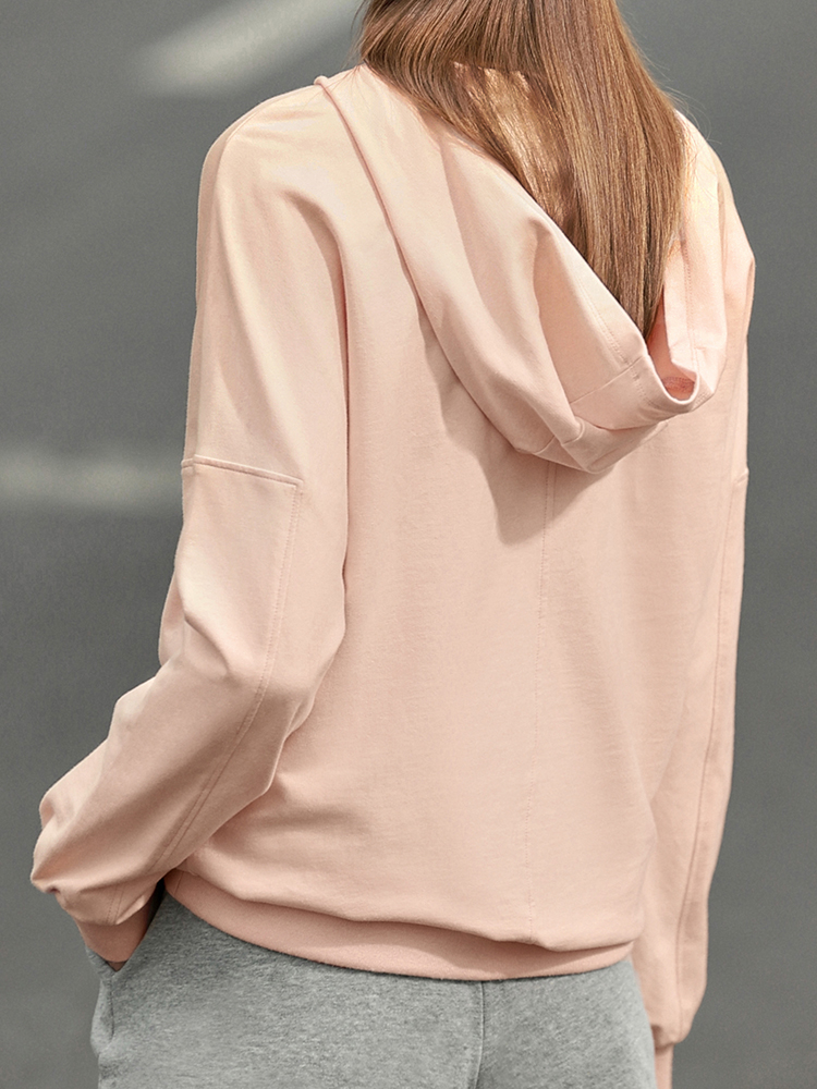 多了个划线价Amii Minimalism Sweatshirt Women Spring Hooded Clothes Solid Loose Hoodies 100% Cotton Casual Pullover Female Tops 12240199