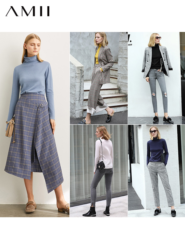 复制复制两个规格无规格图 AMII Minimalism Autumn Winter Women's Sweater Causal Solid Basic Turtleneck Sweaters For Women Women's sweater Tops 12020216