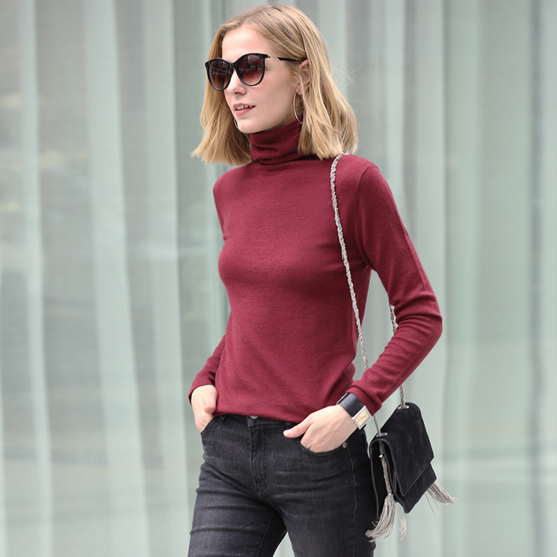 商品价格不一样 商品 AMII Minimalism Autumn Winter Women's Sweater Causal Solid Basic Turtleneck Sweaters For Women Women's sweater Tops 12020216