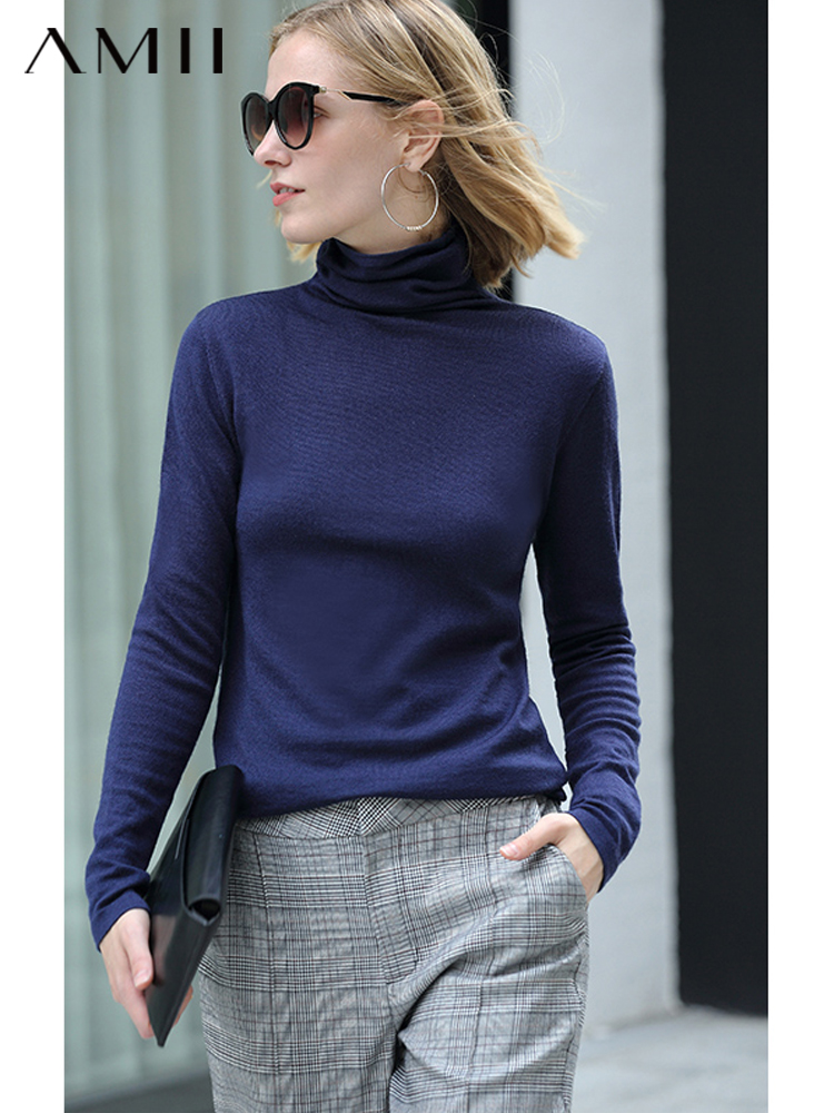 商品价格不一样 商品 AMII Minimalism Autumn Winter Women's Sweater Causal Solid Basic Turtleneck Sweaters For Women Women's sweater Tops 12020216