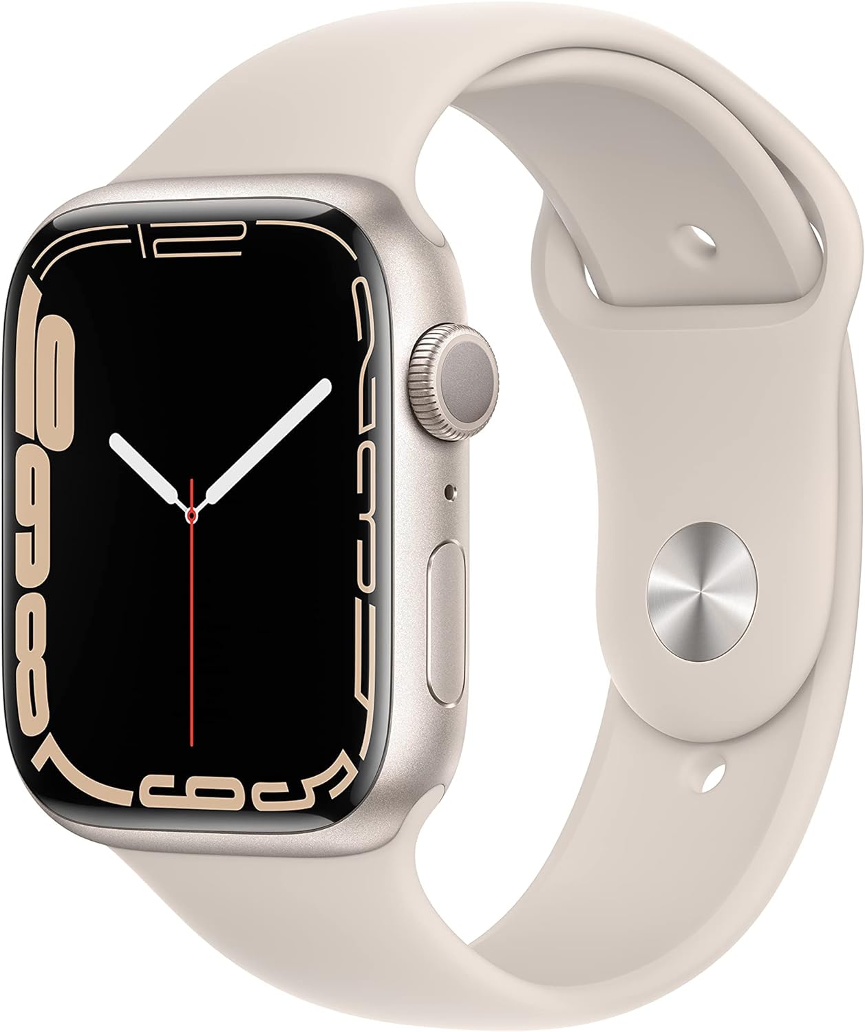Apple Watch Series 7 (GPS, 41mm) Starlight Aluminum Case with Starlight Sport Band, Regular (Renewed)