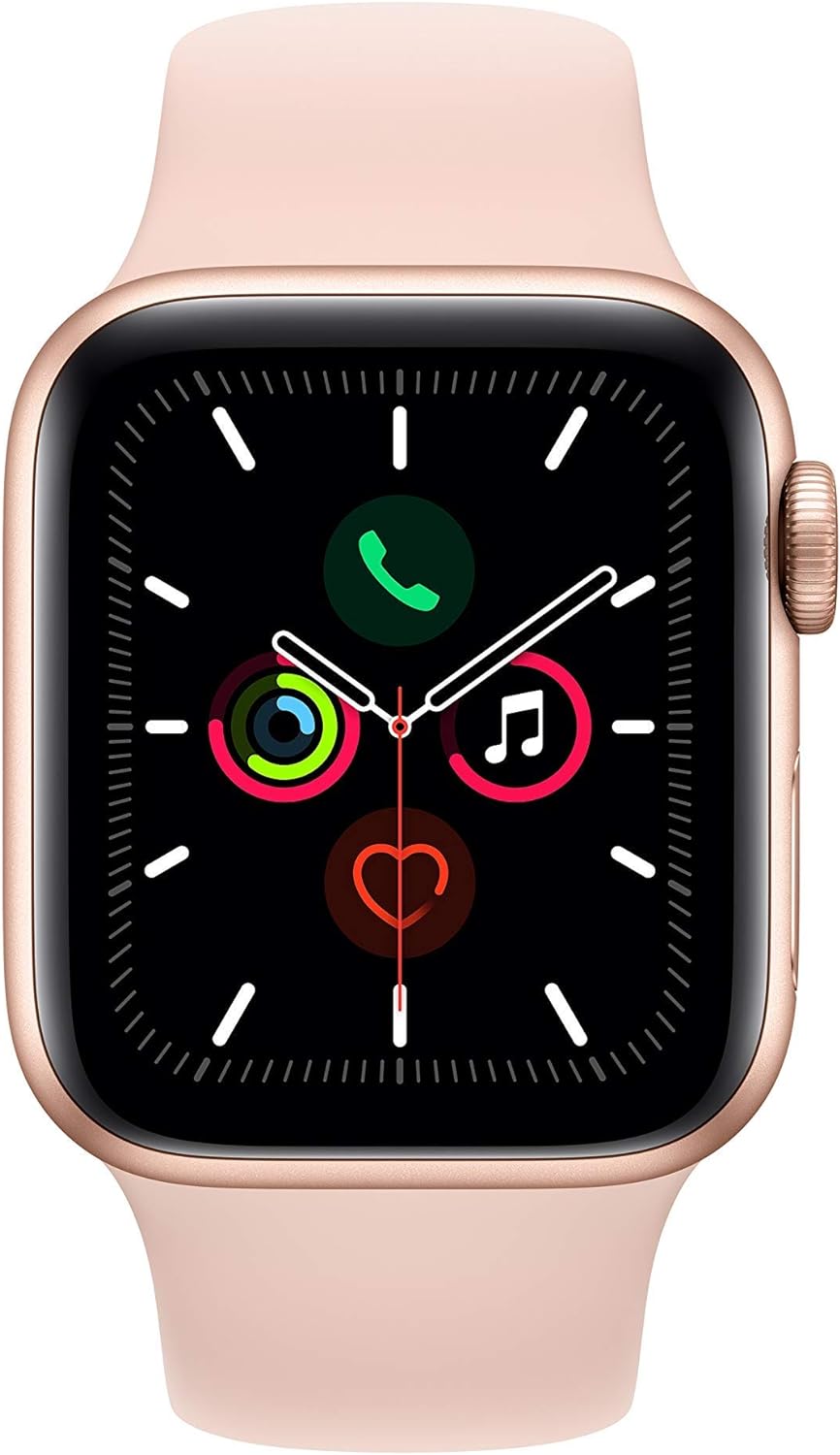 Apple Watch Series 5 (GPS, 44MM) - Space Gray Aluminum Case with Black Sport Band (Renewed)